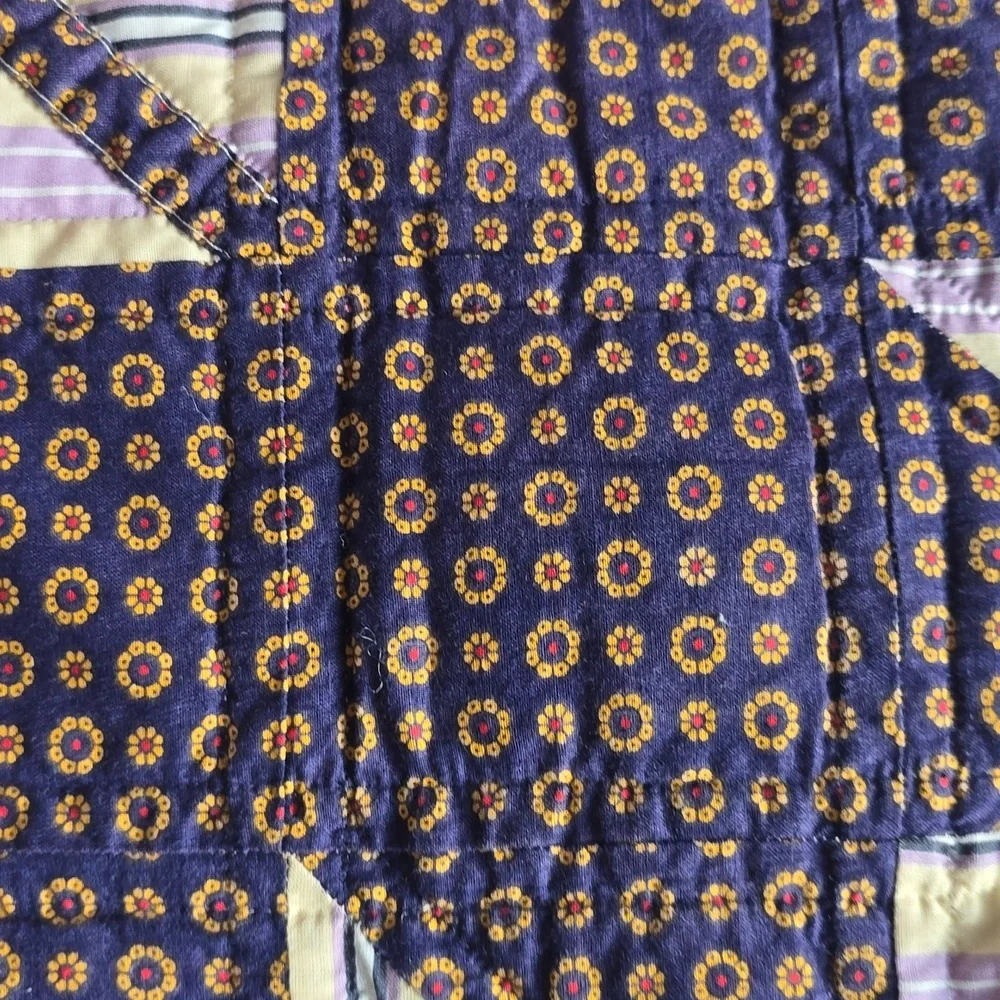 Handmade by my Mamaw Patchwork Quilt with Multicolor Design.93x72